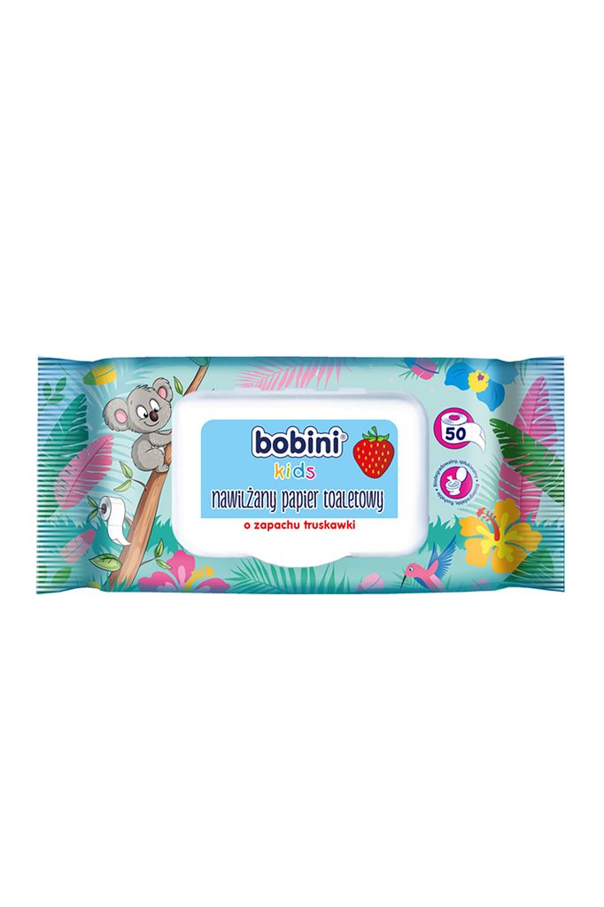 Bobini Bobini Nawilżany papier toaletowy o zapachu truskawki 50szt
