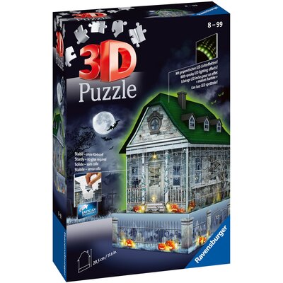 Ravensburger 3D Puzzle Gruselhaus bei Nacht 11254-216 Teile - für Halloween Fans ab 8 Jahren: Erlebe Puzzeln in der 3. Dimension 11254