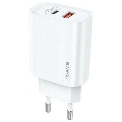 Usams Ład. siec. 1xUSB-C+1xUSB T35 20W (only head) PD3.0 +QC3.0 Fast Charging biały/white CC121TC01 (US-CC121)