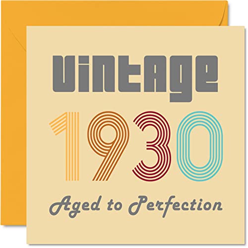 Kartki urodzinowe dla mężczyzn i kobiet - vintage 1930 Aged To Perfection - 92 kartki urodzinowe zabawne dla niej, 145 mm x 145 mm kartki urodzinowe dla najlepszego przyjaciela dla dziadka babci