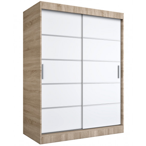 Szafa przesuwna dąb sonoma + biały 150 cm - Livia 4X