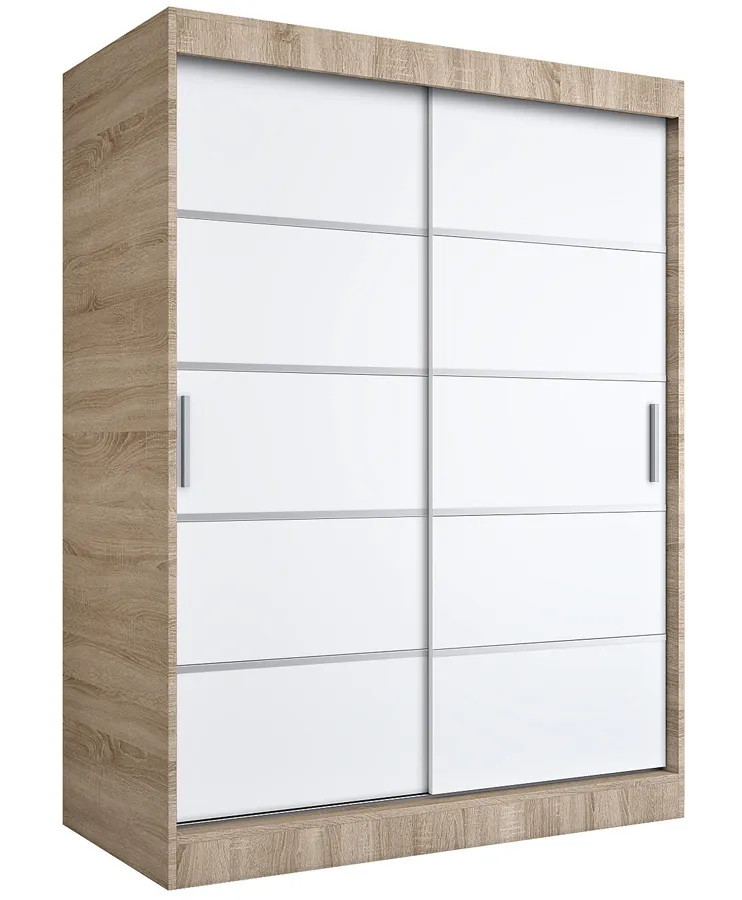 Szafa przesuwna dąb sonoma + biały 150 cm D6-B53
