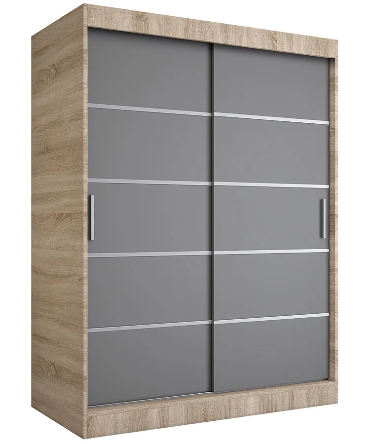 Szafa przesuwna dąb sonoma + antracyt 150 cm L2-D16