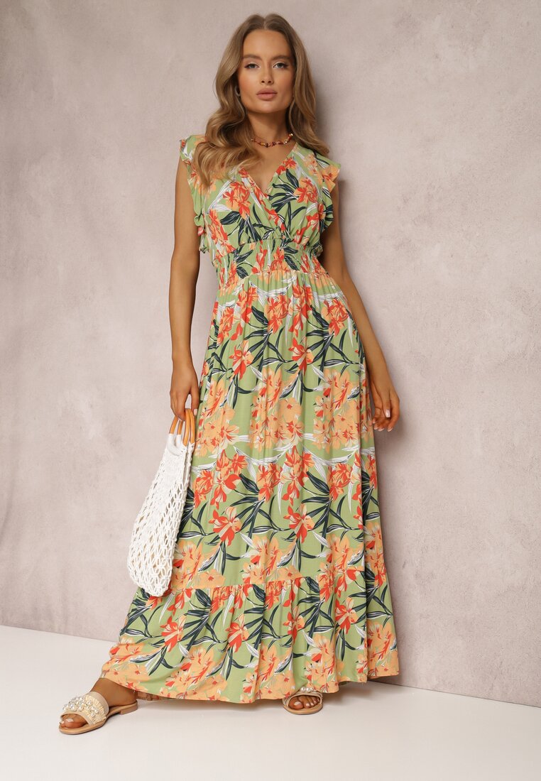 Zielona Sukienka z Wiskozy Biran