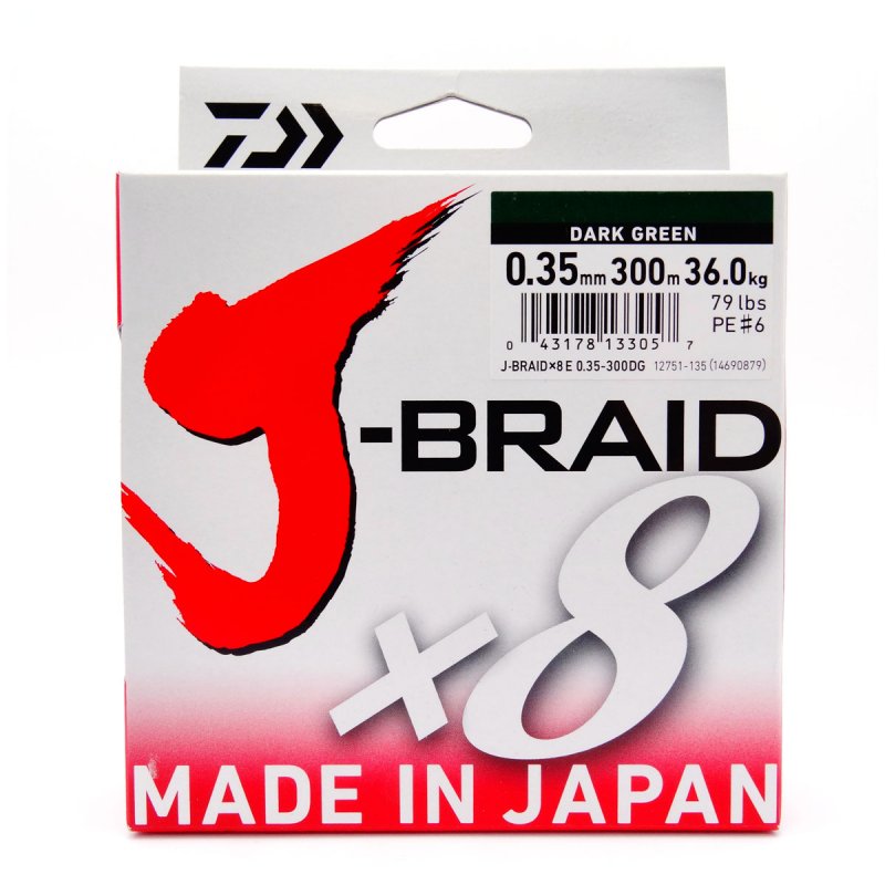 Plecionka Daiwa Dark GREEN J-BRAID X8 0.35MM 300M 12751-135