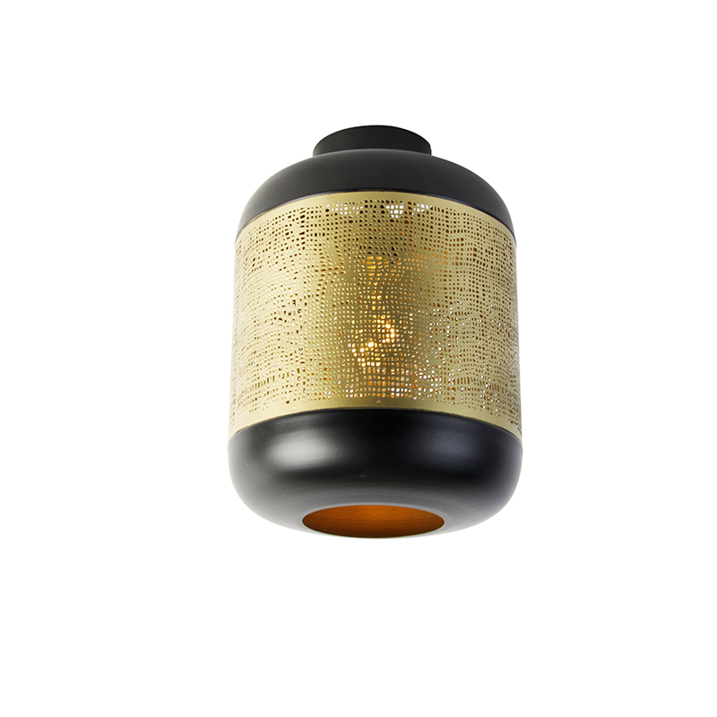 QAZQA Vintage lampa sufitowa czarna z mosiądzem - Kayleigh
