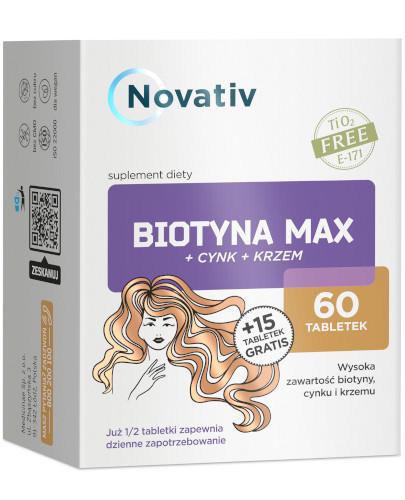 Novativ biotyna max + cynk + krzem 60 tabletek + 15 tabletek