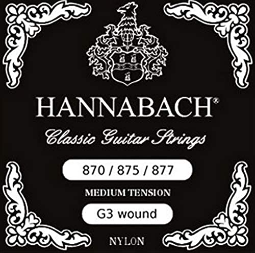 Hannabach Klassikgitarrensaiten G/3 Nylon umsponnen 875MT Medium Tension Chrom umsponnen