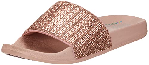 Skechers Golf Damskie sandały Pop Up, Różowe złoto płótno stras wykończenie, 36 EU