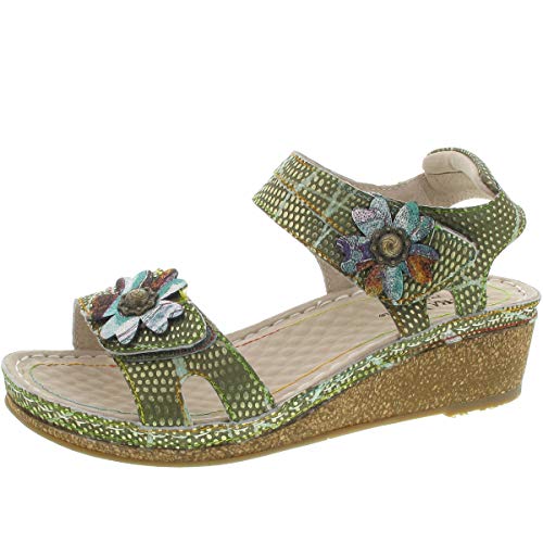 Laura Vita Facraho 01 Peeptoe sandały damskie, Zielony Kaki Kaki, 40 EU