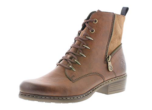 Rieker Damskie kozaki, sznurowane kozaki, Braun Brown Reh 24, 38 EU