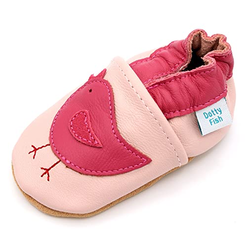 Dotty Fish Miękkie skórzane buty dziecięce dla chłopców, buty dziecięce, antypoślizgowe, wzory zwierzęce dla chłopców i dziewcząt, 0-6 miesięcy - 4-5 lat