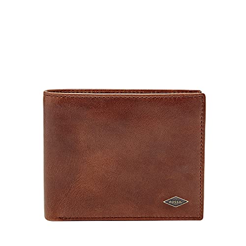 Fossil Męski portfel Ryan Leather Bifold 11,43 cm dł. x 2,54 cm szer. x 9,525 cm wys, ciemnobrązowy, 2.5x9.5x12.1 cm (B x H x T)