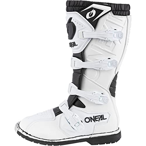 O'NEAL Buty do motocrossu, motocykl Enduro, komfort dzięki wewnętrznej stronie Air-Mesh, cztery klamry zamykające, wysokiej jakości materiał syntetyczny, Boots Rider Pro, dla dorosłych, biały, 43 EU