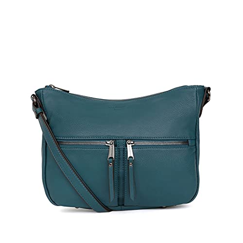 Hexagona Damska kolekcja sosów Paryż - benzynowa niebieska elastyczna gruba skóra cielęca torebka crossbody mała torebka-torba na ramię Bleu petrole, L: 27 x str.: 8 x wys. : 20 cm