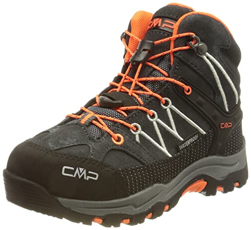 CMP Unisex dziecięce buty trekkingowe Rigel Mid Trekking Shoe Wp, Antracite Flash Orange, 33 EU