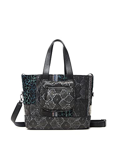 Desigual Womens BOLS_Pasadena TUNEZ Shopping Bag, Black, One Size, czarny, jeden rozmiar