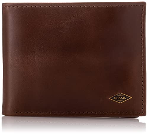 Fossil Męski portfel Quinn skóra Bifold 11,5 cm dł. x 2 cm szer. x 9 cm wys, ciemnobrązowy, 1.9x8.9x10.8 cm (B x H x T)