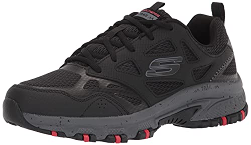 Skechers Hillcrest męskie trampki, czarna skóra/siatka/syntetyk/grafitowe wykończenie, 10 UK, Czarna, skórzana siatka syntetyczna węgiel drzewny wykończenie, 42.5 EU