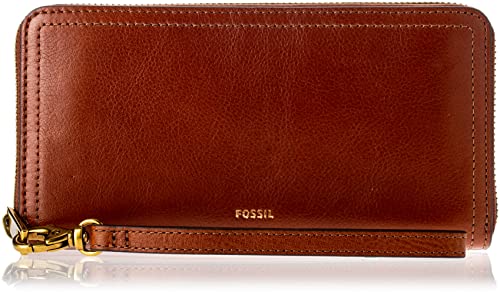 Fossil Damska torebka Logan Zip Clutch, 19,685 cm x 1,905 cm x 10,16 cm, brązowy - brązowy - 19.685 cm x 1.905 cm x 10.16 cm