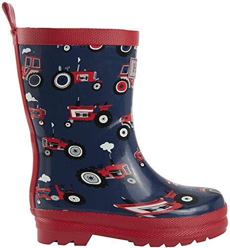 Hatley Rain Boot kalosze dla chłopców, niebieski - Niebieski czerwony tractors - 21 EU