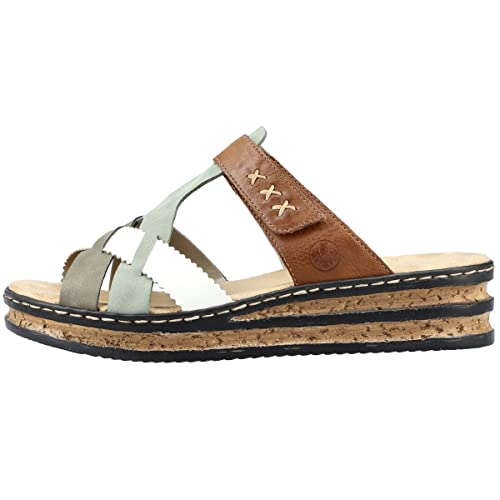 Rieker klapki damskie 62989, Olive Mint Offwhite Cayenne 62989 90, 37 eu