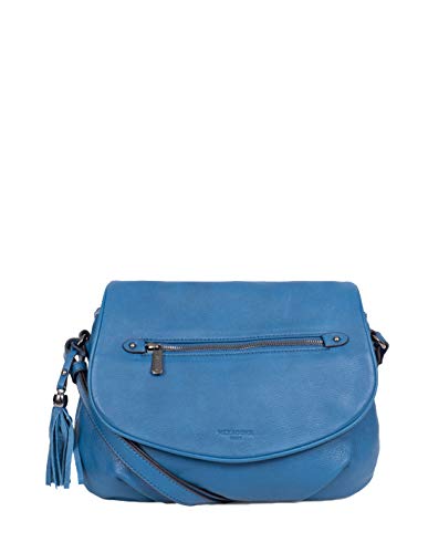 Hexagona Damski Paris Travers-Pour Collection Sauvage-Azur-en Cuir de vachette Souple Gras-Porté Croise Femme Petit Sac à Main bandoulière, L: 29 x L: 9 x wys.: 19 cm