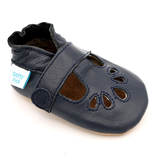 Dotty Fish Dziecięce buty do łóżeczka dziecięcego, Granatowy T Bar - 18-24 Miesięcy