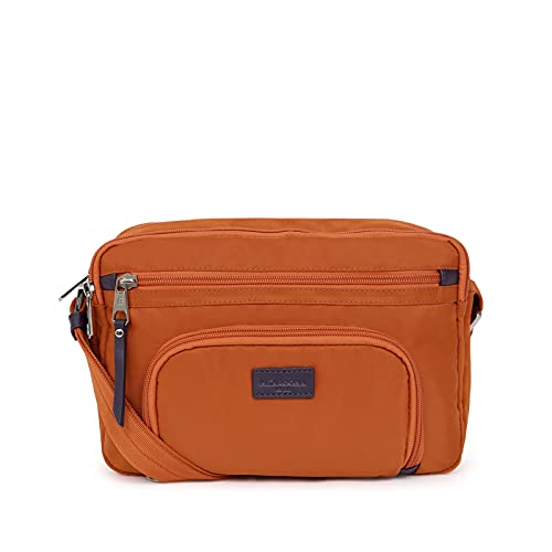 Hexagona Damska torebka Garni Cuir de Vachette Paris kolekcja Matcha – pomarańczowa – nylon – Crossbody – torebka mała – torba na ramię, dł. 21 x wys. : 18 x P: 8,5 cm