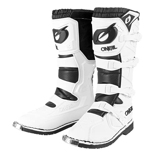 O'NEAL Buty do motocrossu, motocykl Enduro, komfort dzięki wewnętrznej stronie Air-Mesh, cztery klamry zamykające, wysokiej jakości materiał syntetyczny, Boots Rider Pro, dla dorosłych, biały, 39 eu