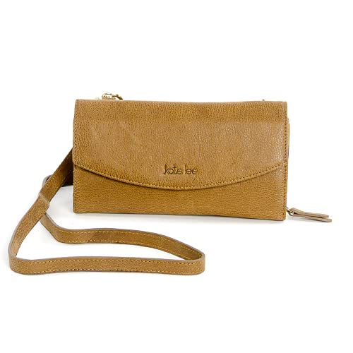 Kate Lee Damski tytoń avec intérieur Portefeuille Sac à bandoulière en Cuir NLIYANE wewnętrzny portfel etui na karty torba dwa skórzane i łańcuszki paski na ramię