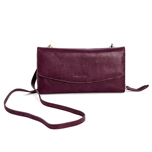 Kate Lee Damski bordowy avec intérieur Portefeuille Sac à bandoulière en Cuir NLIYANE wewnętrzny portfel etui na karty torba dwa skórzane i łańcuszki paski na ramię