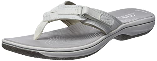 Clarks Brinkley Sea japonki damskie, biały - Weiß White Synthetic - 41 EU