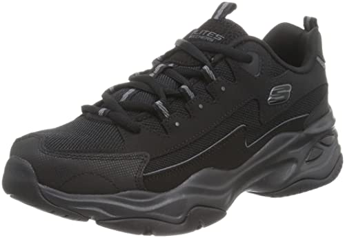 Skechers Męskie trampki D'Lites 4.0, Czarna skóra PU siatka czarna wykończenie, 44 EU