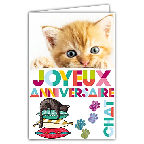 Afie 67-1233 Wesołych Urodziny Kotów Zwierzęta Kokonujące Wygodne Z Białą Kopertą Format 12x17,5cm