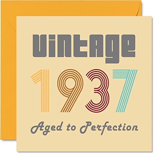 Kartki na 85. urodziny dla mężczyzn i kobiet - vintage 1937 Aged To Perfection - 85 kart urodzinowych zabawna dla niej, 145 mm x 145 mm urodziny kartki z życzeniami dla dziadka babci mamy taty