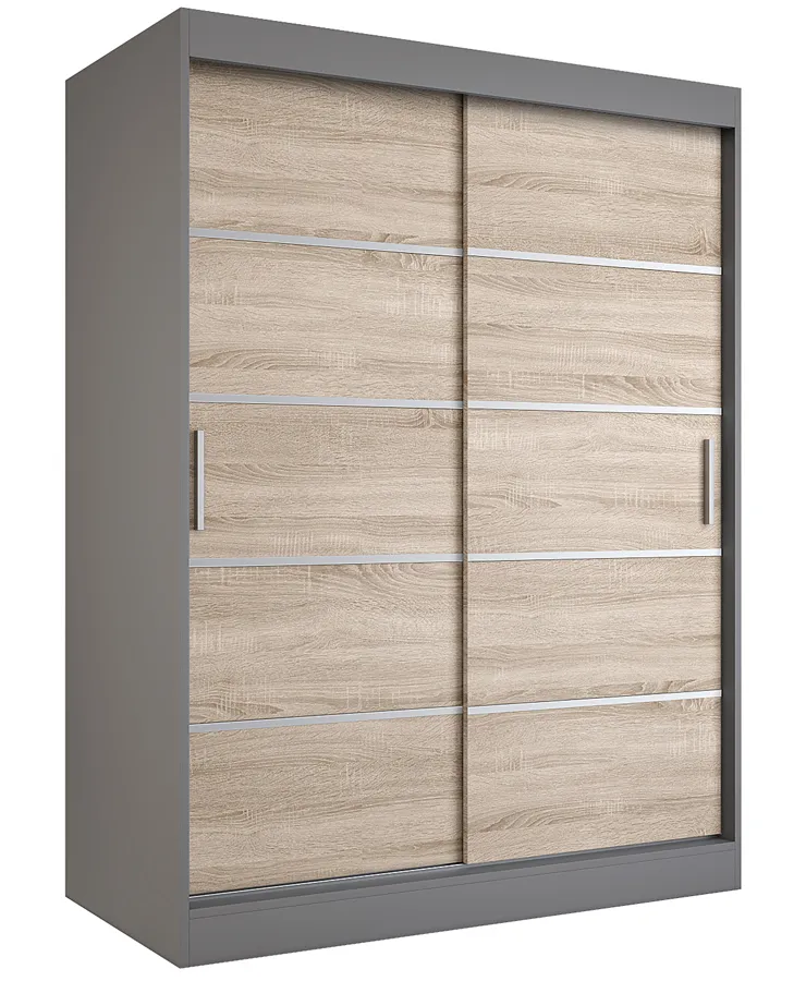 Szafa przesuwna antracyt + dąb sonoma 150 cm C3-G21