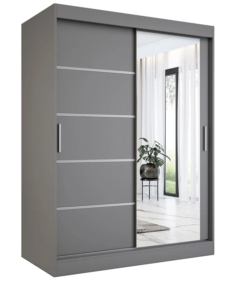 Antracytowa szafa przesuwna 150 cm M5-G85