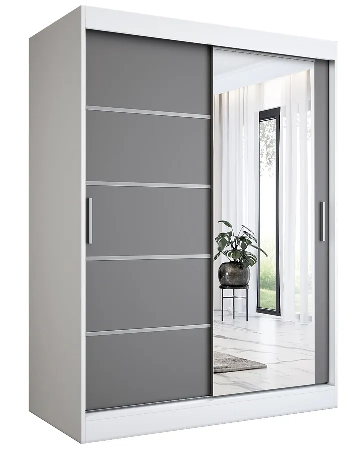Szafa przesuwna 150 cm biel + antracyt R8-G25
