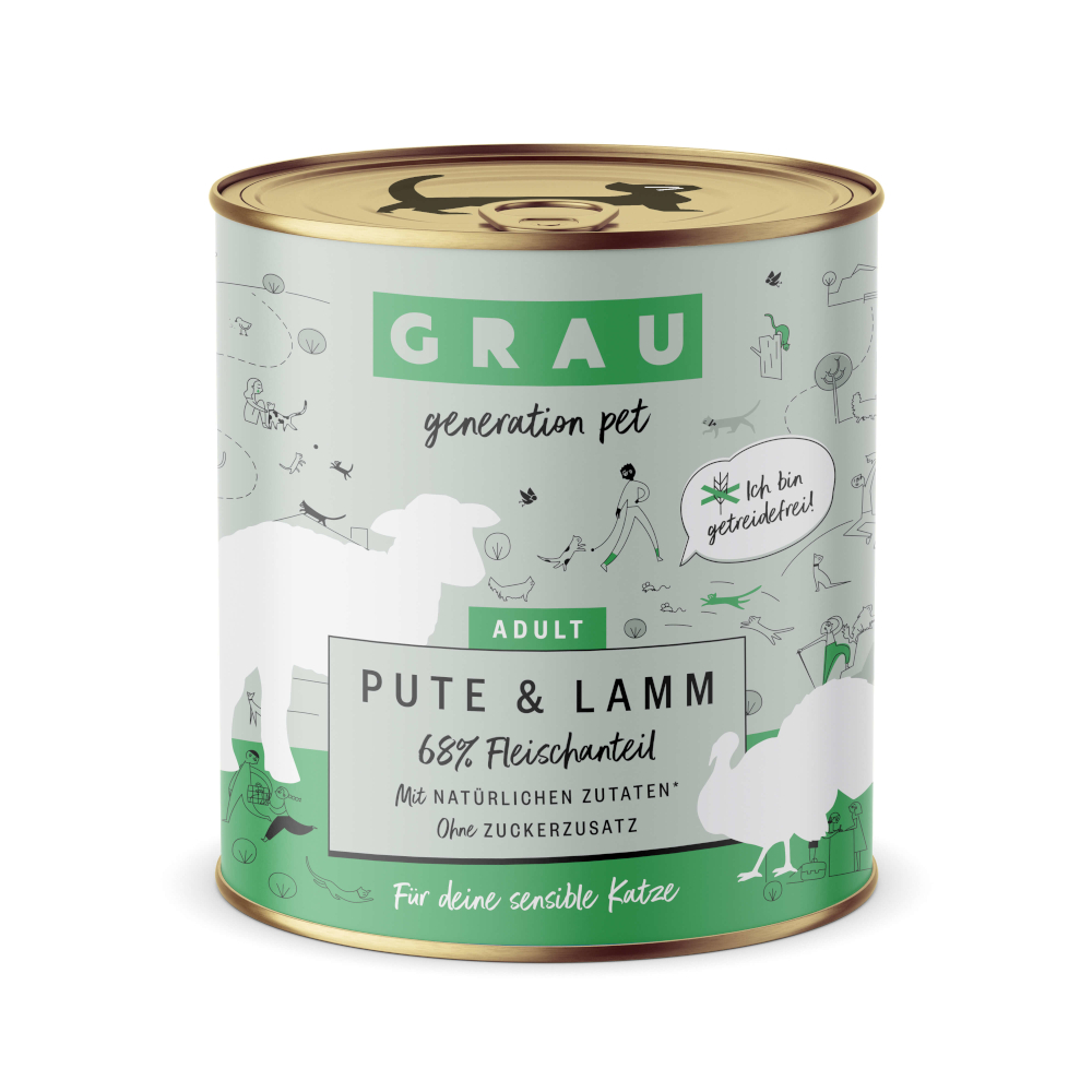 Grau Adult, bez zbóż, 6 x 800g - Indyk i jagnięcina