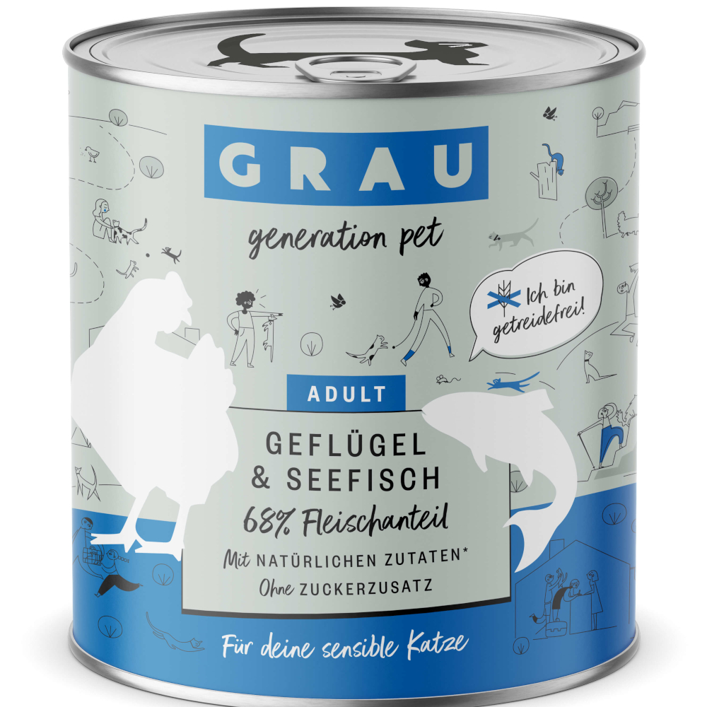 Grau Adult, bez zbóż, 6 x 800g - Drób i ryby morskie