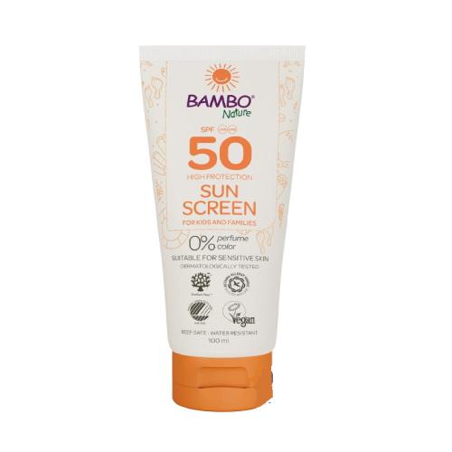 ABENA BAMBO Nature Krem przeciwsłoneczny SPF 50 nieperfumowany, 100ml - >>> DARMOWA od 99zł 