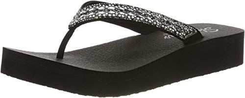 Skechers Vinyasa Glory Day klapki japonki damskie, Black Mitobuck Clear Black Trim, 38 EU