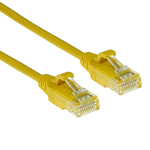 ACT CAT6 kabel sieciowy, U/UTP LSZH LAN kabel cienki, 3,8 mm Slimline, elastyczny kabel Snagless Ethernet z wtyczką RJ45, do stosowania w centrach danych, 2 metry, żółty – DC9802