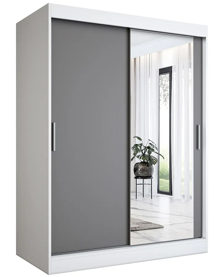 Szafa przesuwna biel + antracyt 150 cm Xyzema