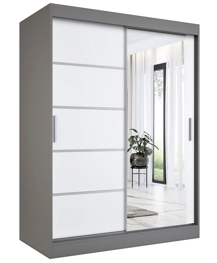 Szafa przesuwna 150 cm antracyt + biały T1-L15
