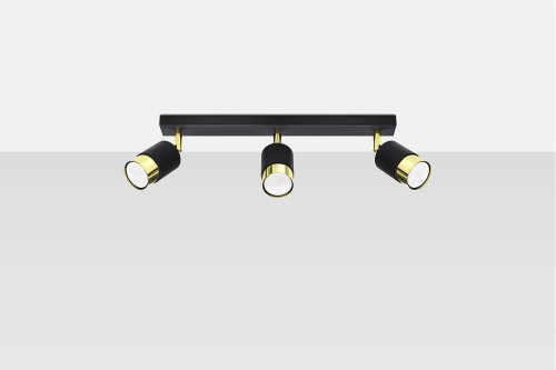 Sollux Lighting Plafon NERO 3 czarny/złoty