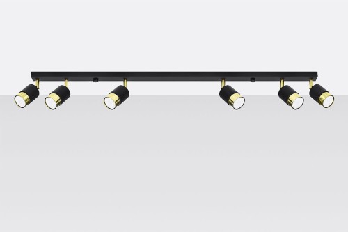 Sollux Lighting Plafon NERO 6 czarny/złoty