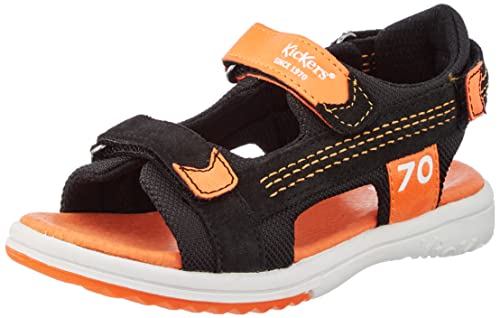 Kickers Sandały plandekowe dla chłopców, Noir Orange, 25 EU