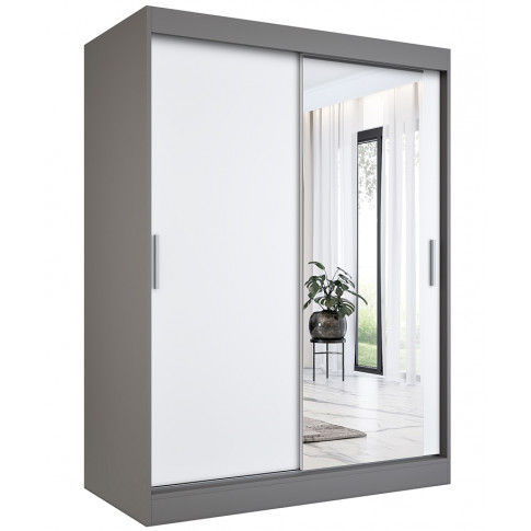 Szafa przesuwna antracyt + biały 150 cm Biały połysk Sewilla 2S